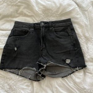 black denim shorts